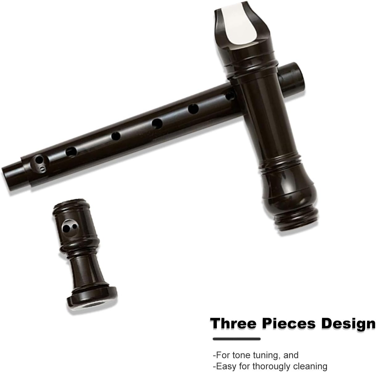 SJOYS ENGIEGEE 8-Hole Soprano Descant Recorder Kids Music Flute with Cleaning Rod & Case Bag For School Student Home Entertainment Black