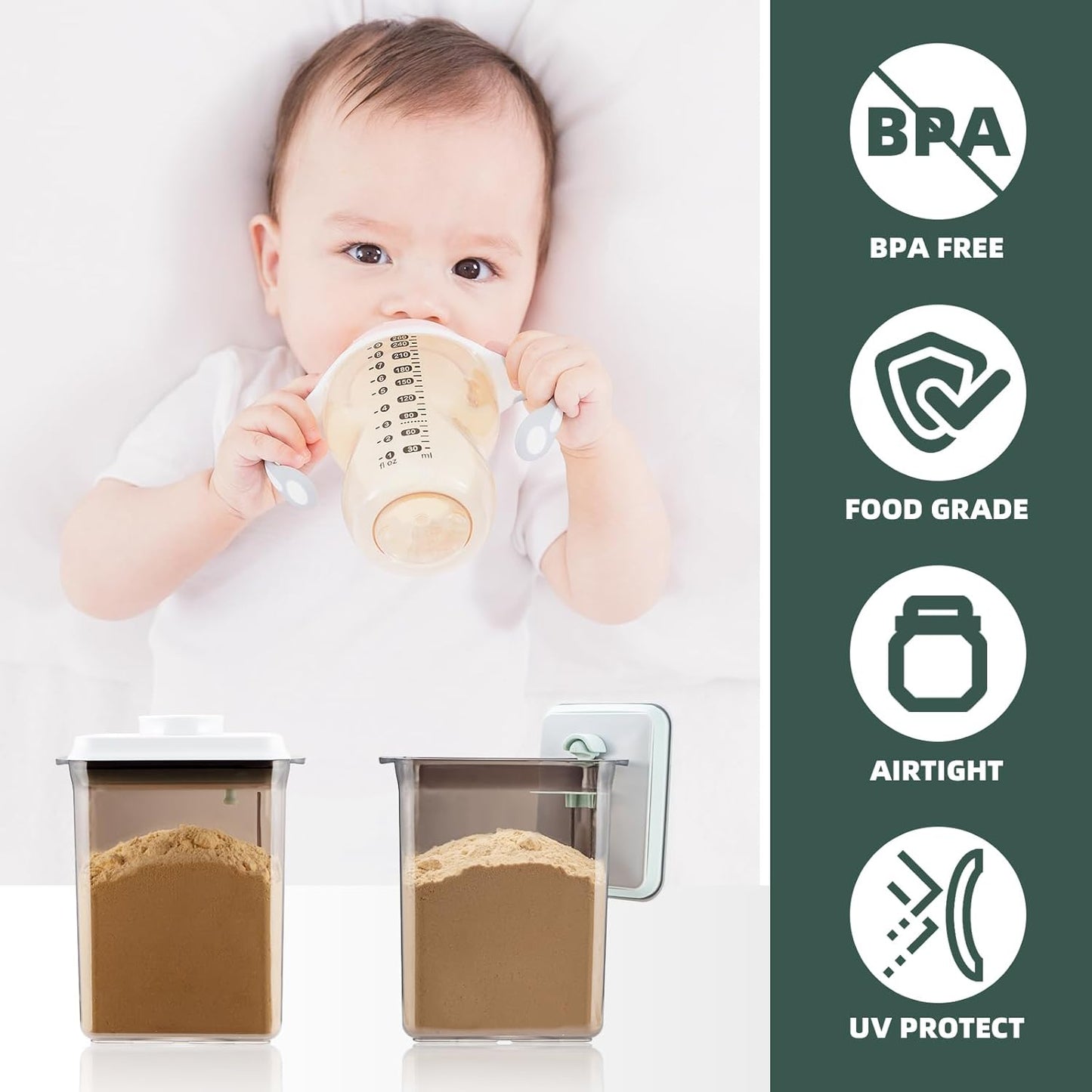 Pop Airtight Formula Container, 2300ml Baby Formula Dispenser on The Go - BPA-Free Formula Holder, 28OZ, 1.76LB, 800g, Brown