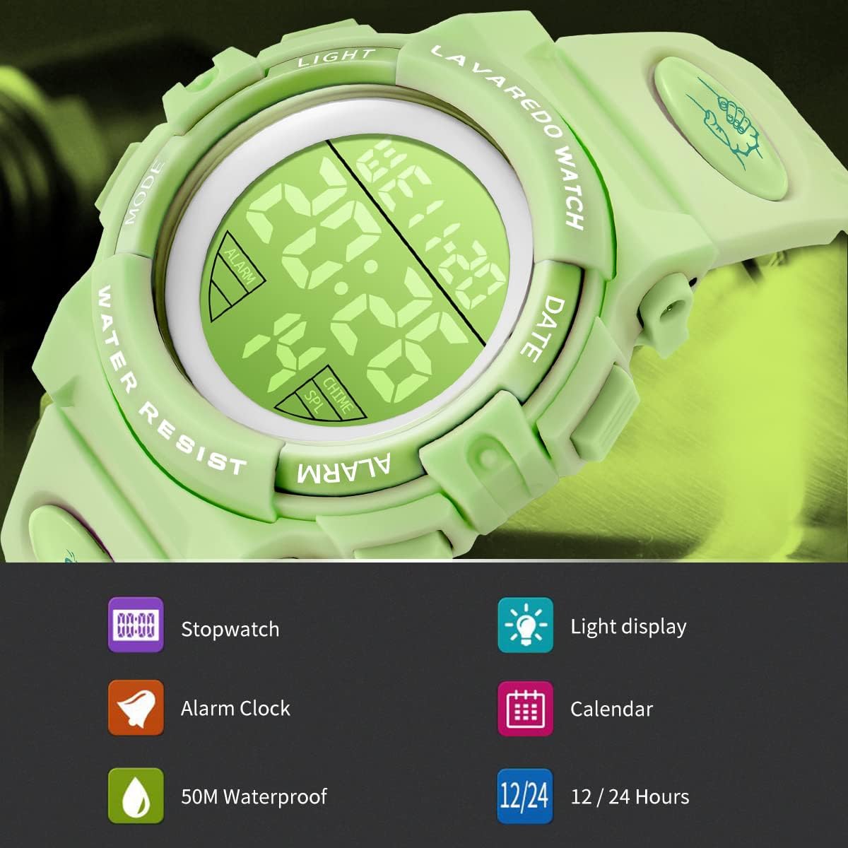 Kids Watch,Boys Watch for 3-15 Year Old Boys,Digital Sport Outdoor Multifunctional Chronograph LED 50 M Waterproof Alarm Calendar Analog Watch for Children with Silicone Band,Kids Gift
