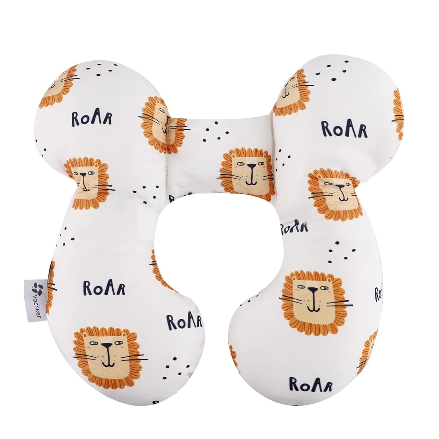vocheer Baby Travel Pillow(Upgraded), Head and Neck Support Pillow for Pushchair, Car Seat,Stroller, Bouncer, Cotton, Lion