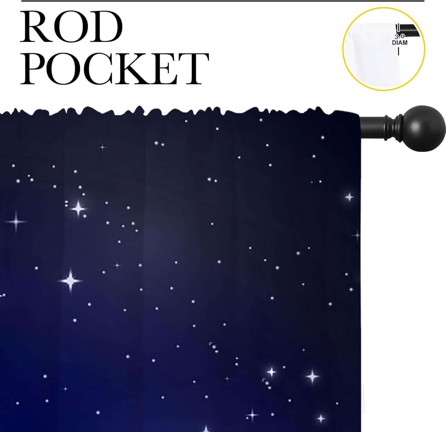 City Rod Pocket Blackout Curtains for Boy Girl Bedroom, New York Skyline Modern City Starry Sky Night View Thermal Insulated Home Window Drapes for Living Room Darkening, 55x63 inch