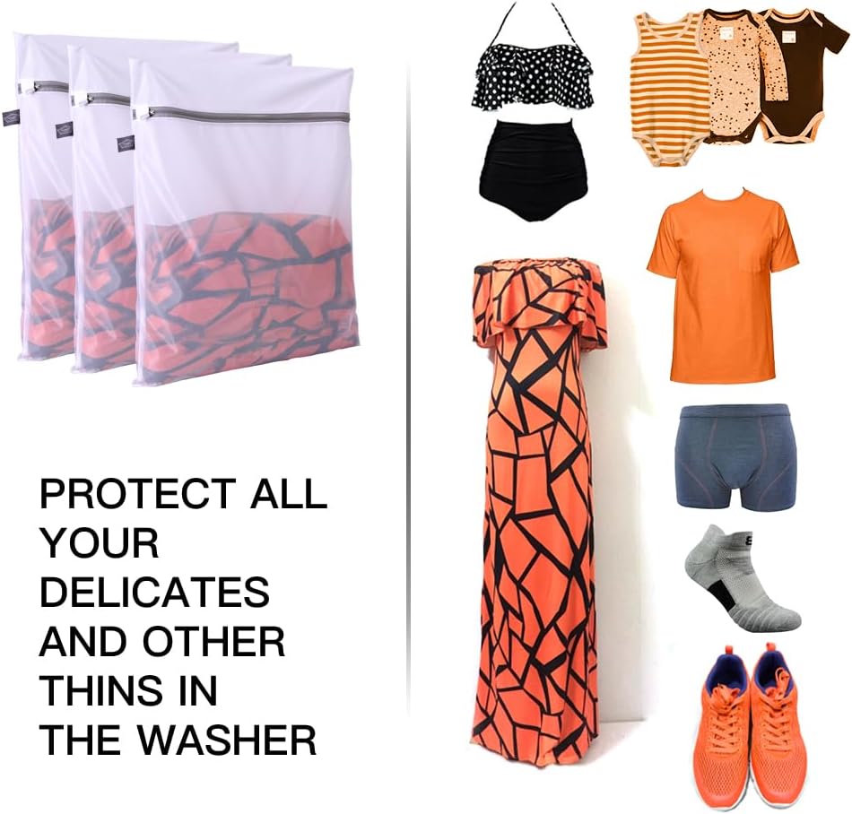 Kimmama Laundry Bag Mesh Wash Bags, Washing Machine Wash Bag, Net Washer Sack with Zipper, Dryer Pouch for Cleaning and Drying Cloths, Garment, Delicates, Intimates, Bra, Pant, Sock, Small Toys