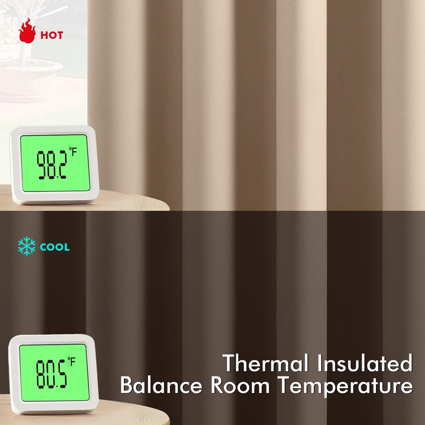 MIULEE Beige Blackout Curtains for Bedroom Living Room 72 Inches Long 2 Panels, Thermal Insulated Room Darkening Drapes Solid Grommet Top Noise Reduction Light Blocking Window Curtains W40 x L72 Inch