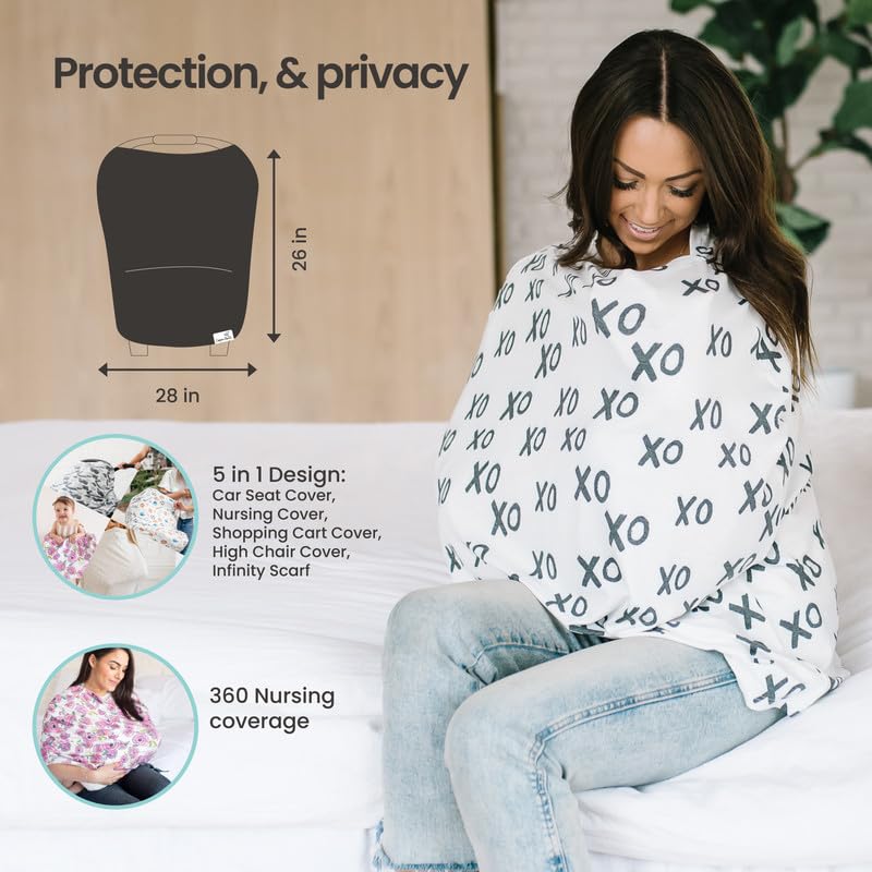 Copper Pearl Multi-Use Cover: Car Seat Covers, Nursing Cover, and Stroller Cover for Sun - Stretchy Fabric, All-Season Use, Stylish Designs, Easy Access for Moms - Blush