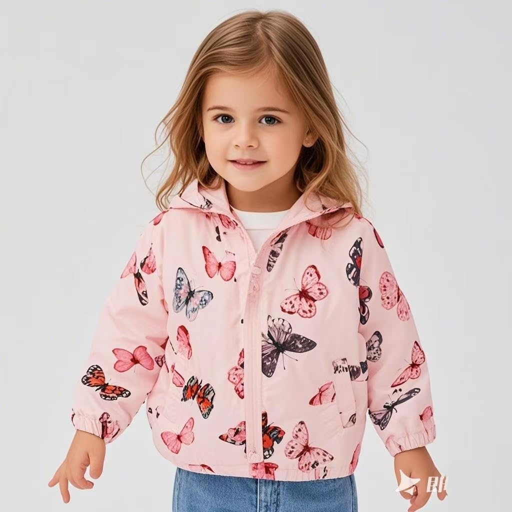 TUIJI Toddler Boys Girls Cartoon Print Zip Jacket Hooded Trench Lightweight Kids Coats Windbreaker Outdoor Cute Dust Coats