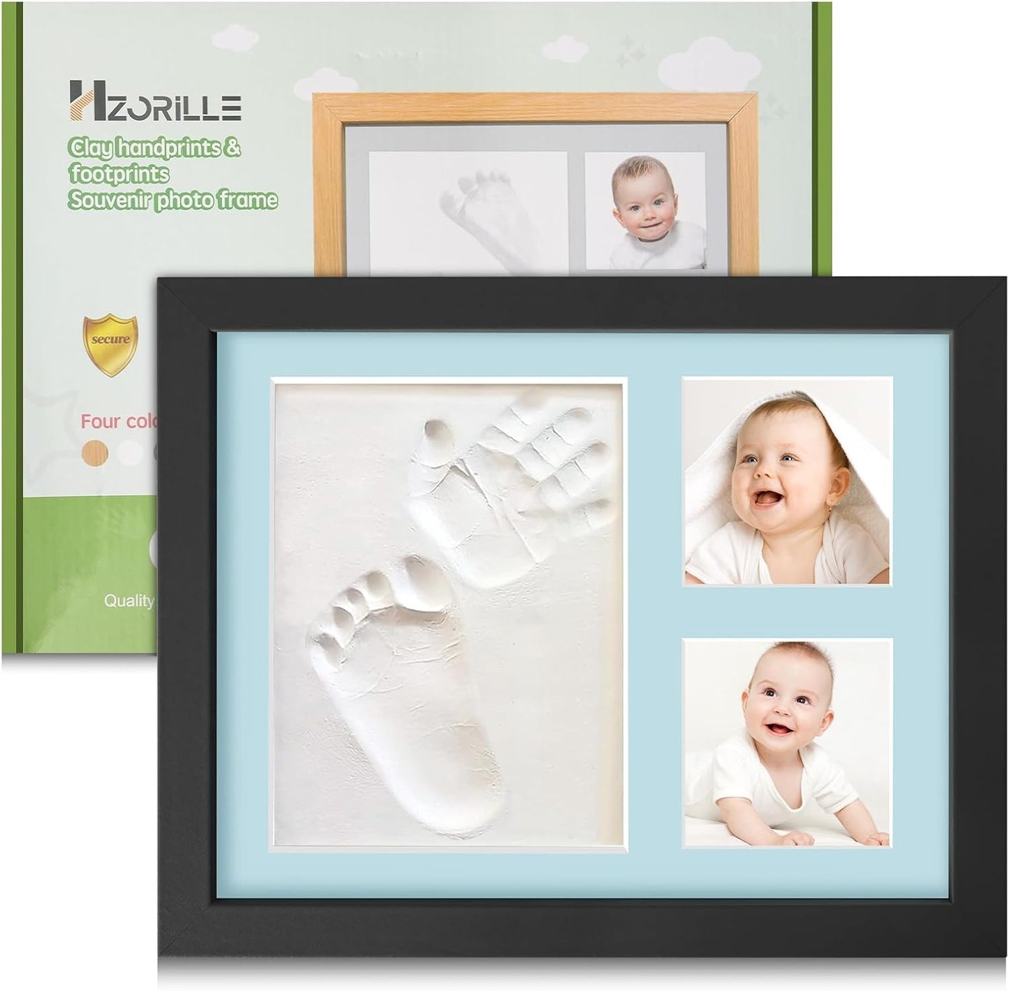 Baby Footprint and Handprint Clay Kit,Baby Hand and Footprint Kit,Clay Handprint Keepsake Frame,Newborn Keepsake Frame,Newborn Essentials Must Haves(black)