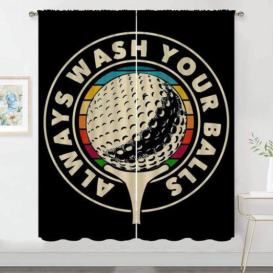 Golf Blackout Curtains for Boy Girl Room Darkening Decor,Sport Theme and White Motto Dark Background Bedroom Living Room Home Rod Pocket Thermal Insulated Window Curtain/Drapes Panel,55x63 Inch…