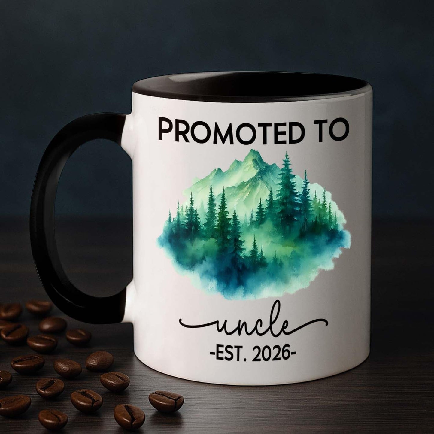 Promoted To Uncle Coffee Mug Gift For New Uncle EST 2026 Father's Day, Personalized Year Name Uncles White Teacup 11 15Oz, Customized Uncles Accent Mug Gift For Brother Family Pregnancy Announcement