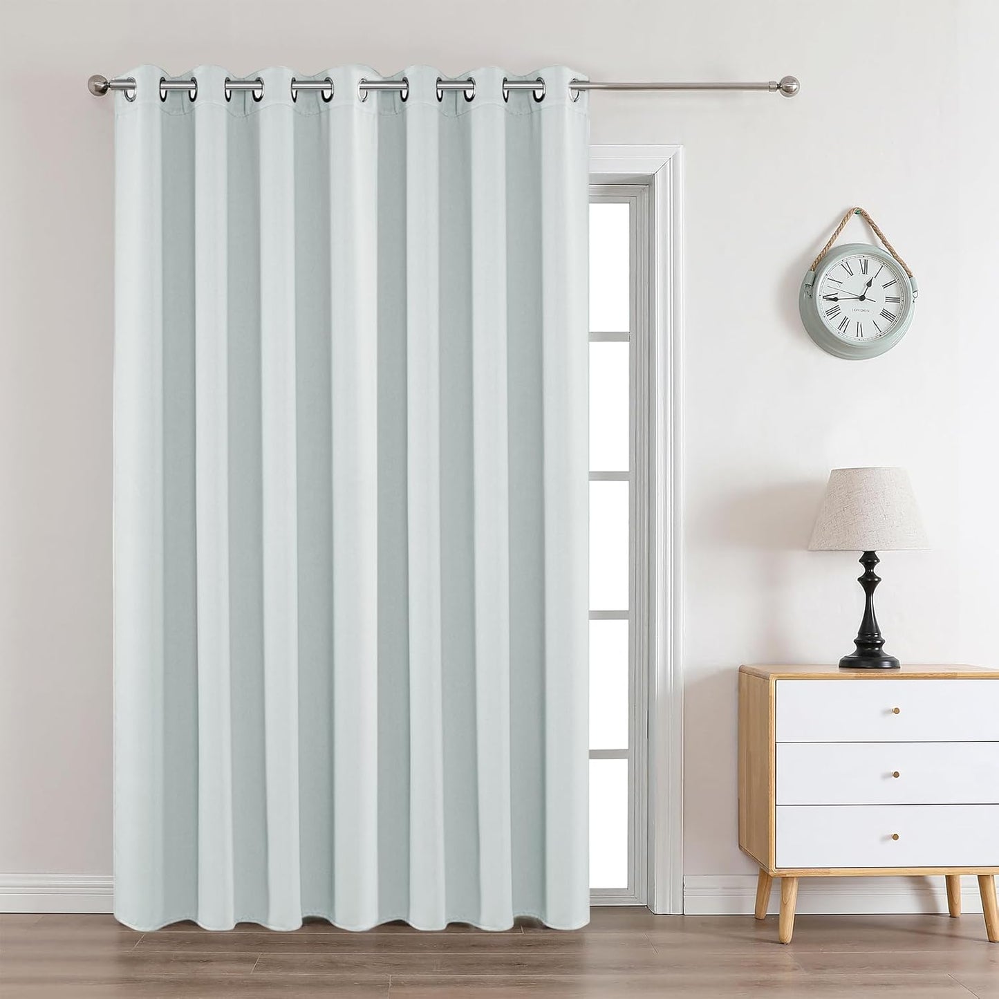 Joydeco White Curtains 108 Inches Long 1 Panel, Thermal Insulated Long Curtains& Drapes 1 Piece, Room Darkening Grommet Drapes for Living Room Bedroom Window (W70 x L108 Inch, Greyish White)