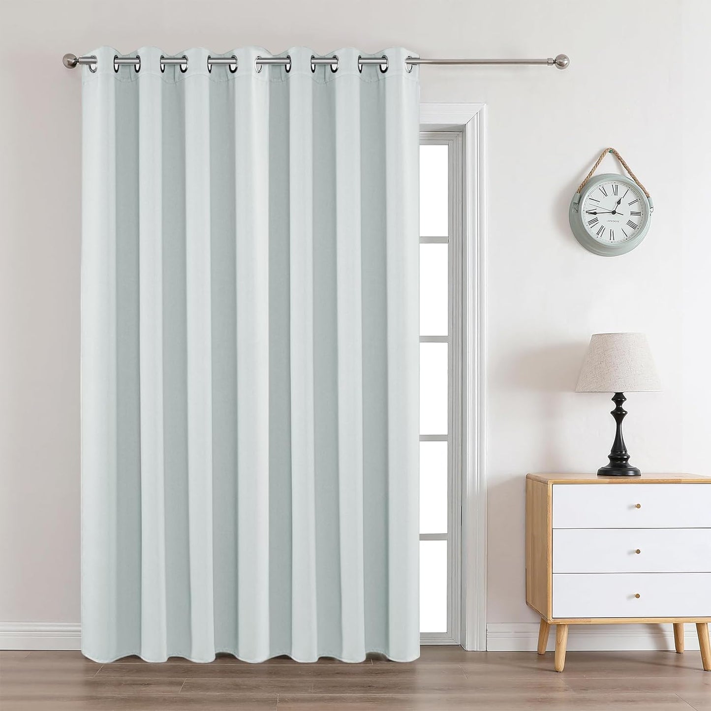 Joydeco White Curtains 90 Inches Long 1 Panel, Thermal Insulated Long Curtains& Drapes 1 Piece, Room Darkening Grommet Drapes for Living Room Bedroom Window (W70 x L90 Inch, Greyish White)