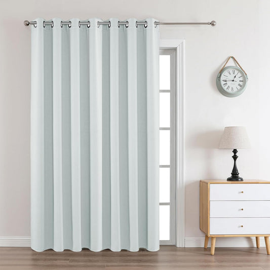 Joydeco White Curtains 90 Inches Long 1 Panel, Thermal Insulated Long Curtains& Drapes 1 Piece, Room Darkening Grommet Drapes for Living Room Bedroom Window (W70 x L90 Inch, Greyish White)