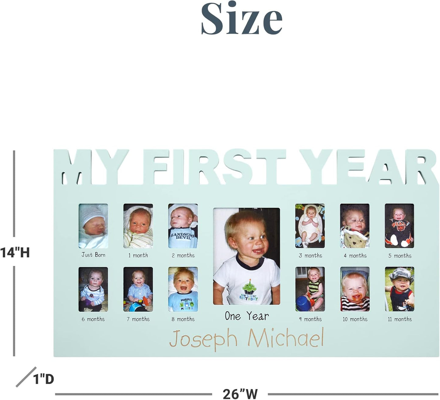 Let's Make Memories Personalized Baby's First 12 Months Photo Frame- New Parents- Newborn- Nursery - Pink