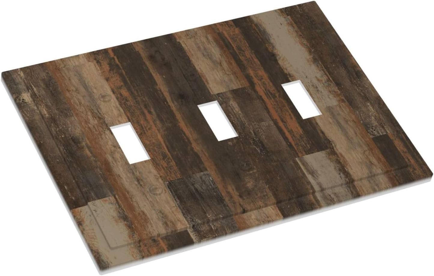 Rustic Brown Wood Grain Dark Oak Decorative Switch Plates 3 Gang Wall Plate Triple Toggle Light Switch Cover Faceplate Electrical Wall Panels for Farmhouse Home Decor