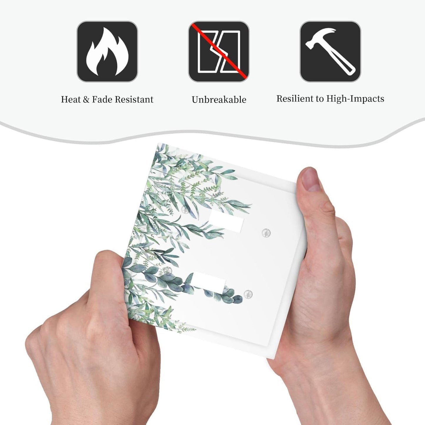 Eucalyptus Leaves Greenery Vine Flowers Simplicity Decorative Switch Plates 2 Gang Double Toggle Outlet Light Switch Cover Wall Plate Electrical Faceplate for Bed Room Living Room Decor