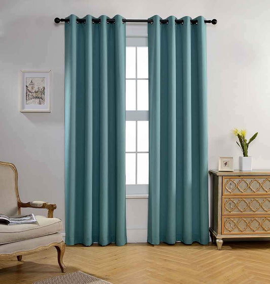 MIUCO Blackout Curtains Room Darkening Curtains Textured Grommet Window Curtains for Living Room 2 Panels 52x84 Inch Long Teal