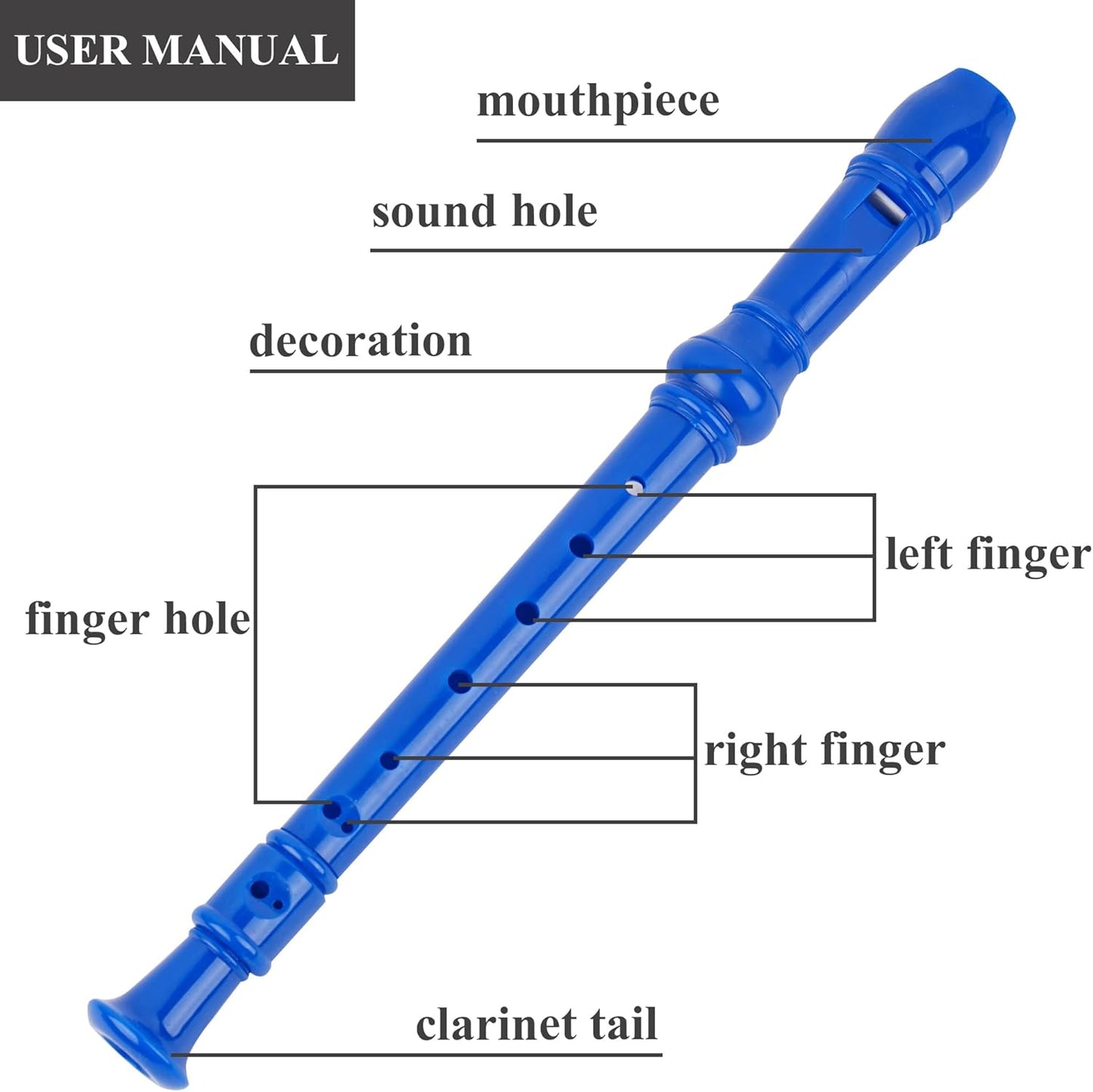 Recorder Instrument for Beginner Kids Adults,8-Hole Soprano Descant Recorder Music Flute with with Cleaning Rod & Leather Case For School Student Home Entertainment(2-Blue Quicksand)