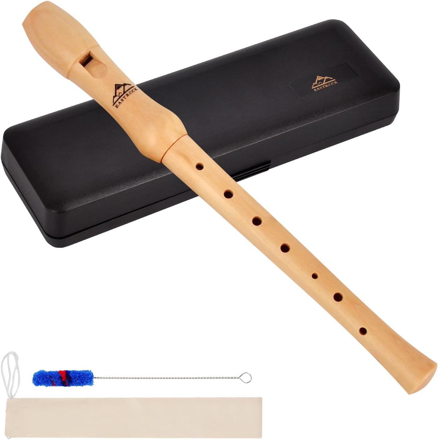 Eastrock Recorder Instrument for Adults Beginners Maple Wood C Key Soprano Recorder German Style 2 Piece With Hard Case