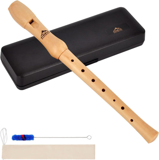 Eastrock Recorder Instrument for Adults Beginners Maple Wood C Key Soprano Recorder German Style 2 Piece With Hard Case