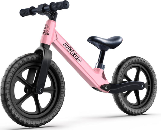 Ridego 12 or 14 Inch Balance Bike for Kids 2-6 Year Old,Lightweight Kids Bike with Adjustable Seat, Push Bicycle with Air Rubber Tires，Ride-on Toys Birthday Gift