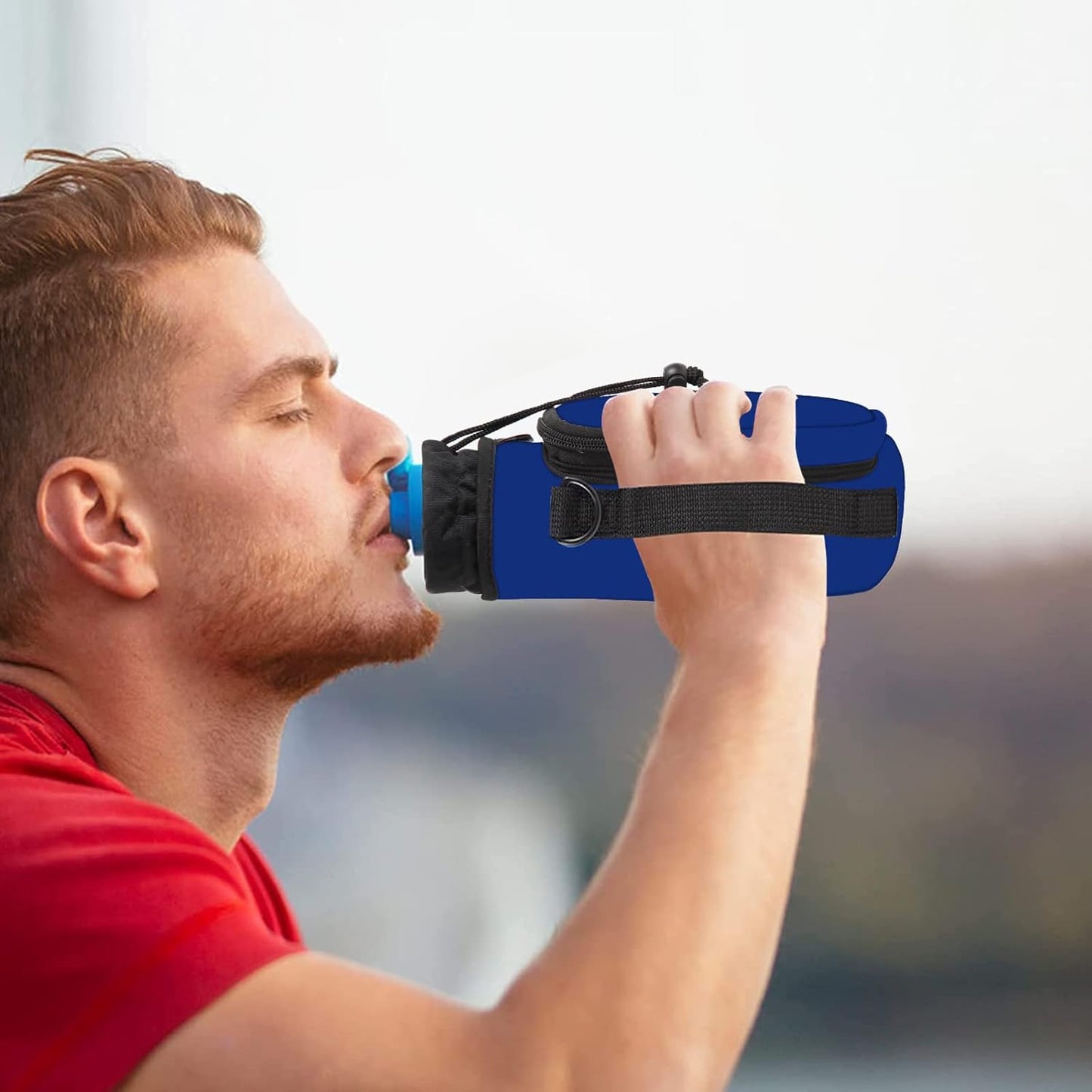 AUPET Water Bottle Sling Bag Sleeve Holder Carrier 25/32/40/64 oz,Insulated Crossbody Water Bottle Case Cover with Strap and Pockets for Men/Women Walking Hiking