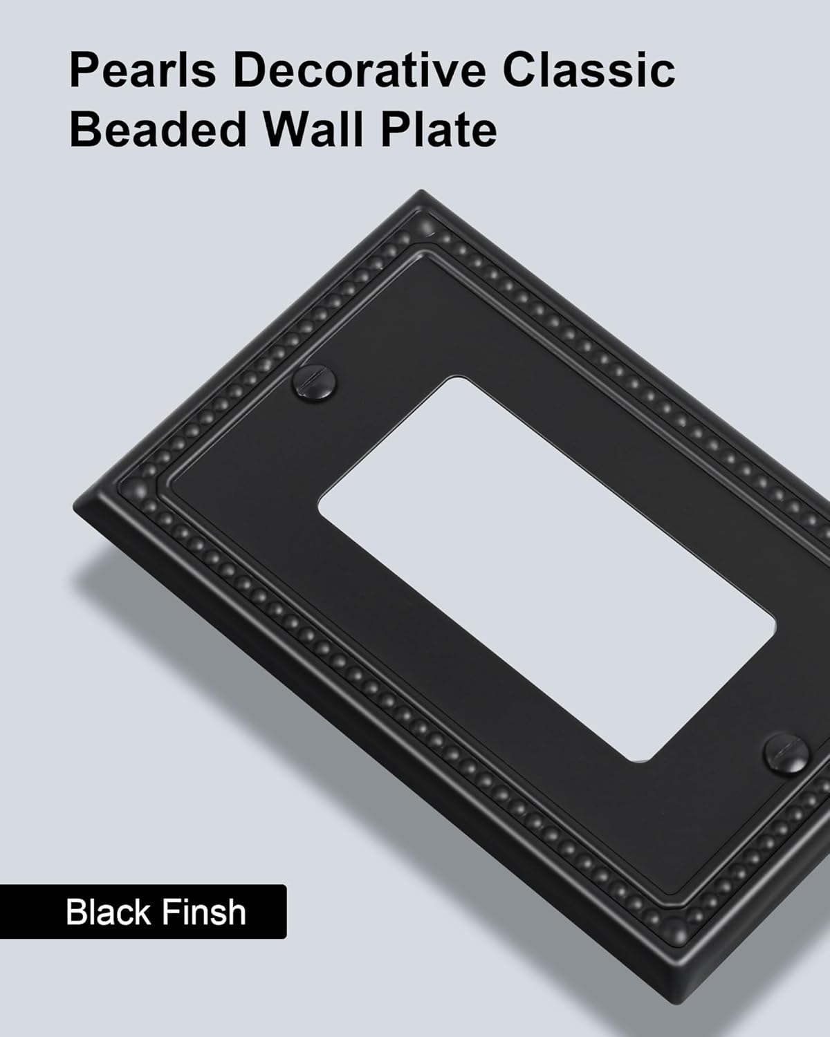 2-Pack Decorator Outlet Cover Plate, Pearls Decorative Switch Plates and Outlet Covers, Black Metal Wall Plates for Electrical Outlets, Receptacle, GFCI Outlet, Dimmer Switch
