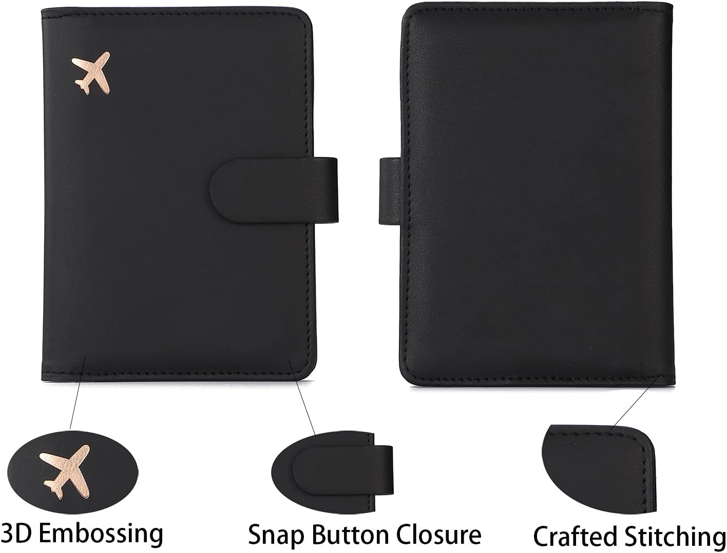 Melsbrinna Rfid Passport Holder for Travel women/Men, Cute Passport Wallet Rfid Blocking Card Slots, Rfid Passport Cover/CaseTravel Wallet, Passport Book Holder (1, Black)