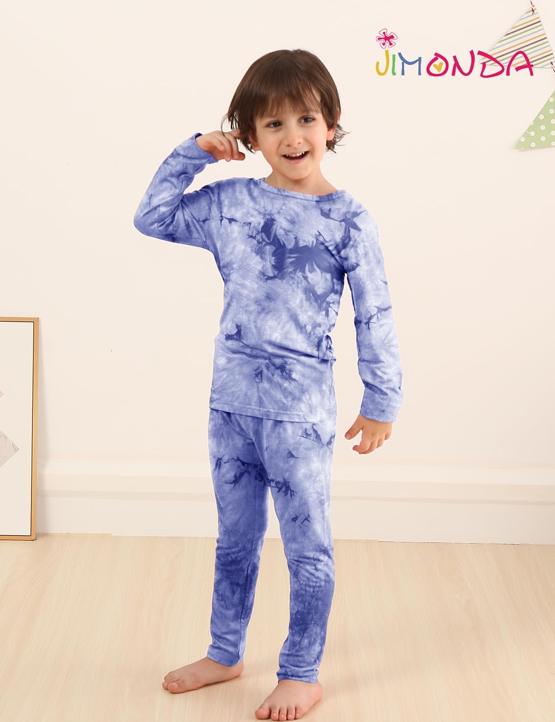 Jimonda Kids Soft Rayon From Bamboo Sleepwear Long Sleeve Boys Girls Pajama Outdoor 2-Piece tops&pant Casual sets Tie Dye PJ