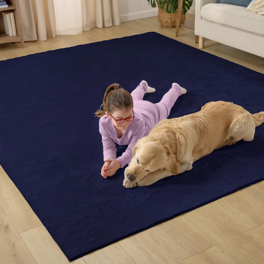 GORILLA GRIP Ultra Soft Washable Area Rug, Stain and Slip Resistant Plush Thick Carpet for Bedroom Living Room, No Shed Floor Rugs, Pet Friendly, Dorm Essentials, Kids Nursery Home Decor 3x2 Navy Blue
