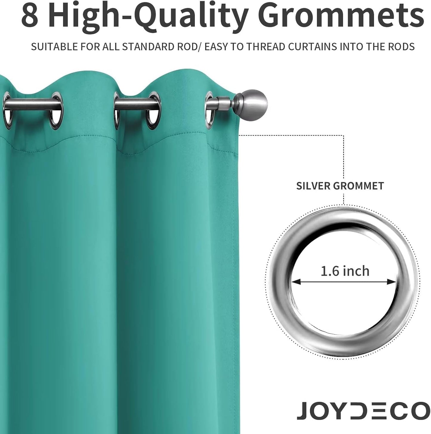 Joydeco Blackout Curtains 45 Inch Length 2 Panels Set, Thermal Insulated Long Curtains& Drapes 2 Burg, Room Darkening Grommet Drapes for Living Room Bedroom Window (W52 x L45 Inch, Peacock Blue)