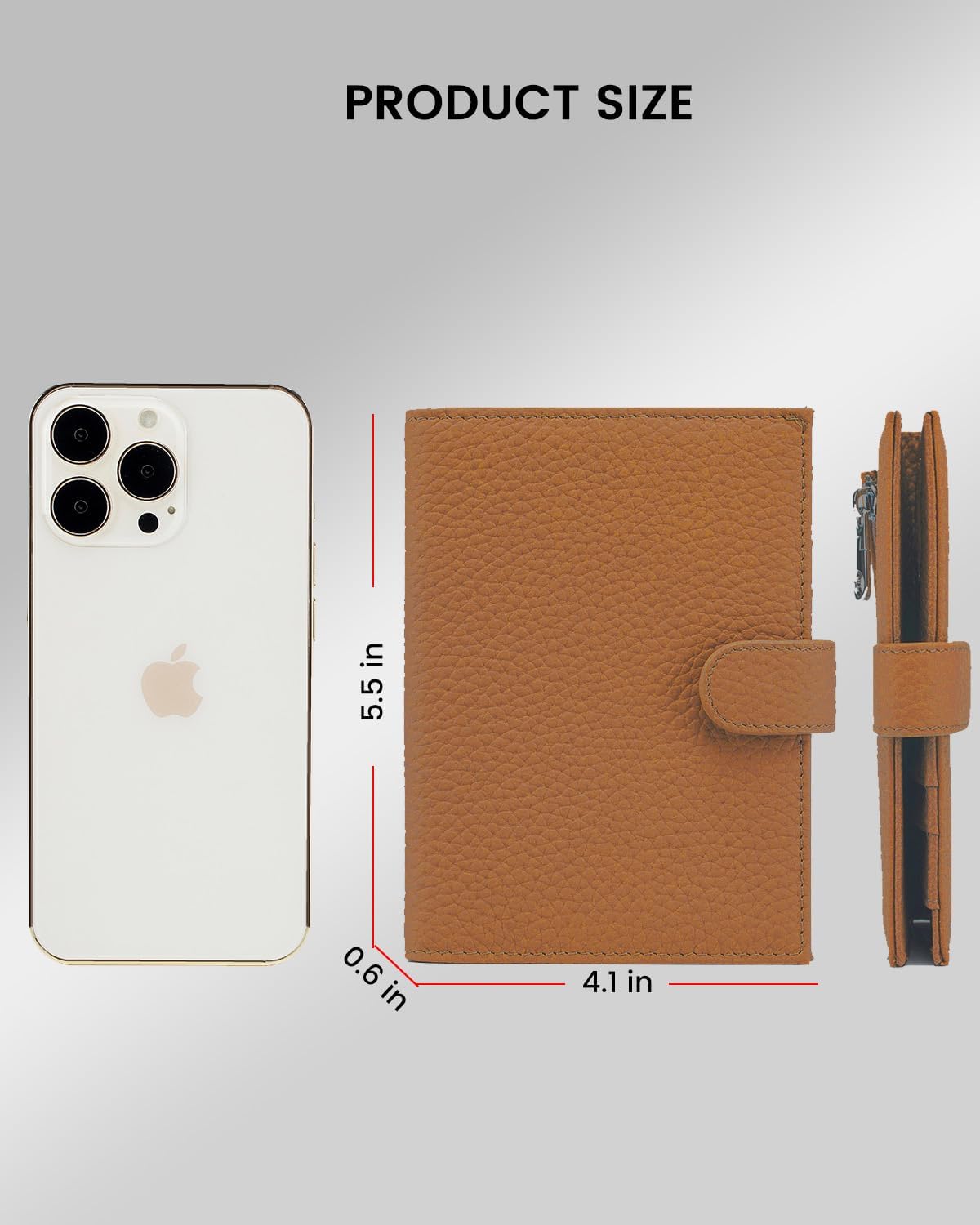 RFID Passport Holder Travel Wallet Compact for Women, Leather Passport Wallet with Card Holders,Zippered Coins Pocket and Cash Compartment, Brown