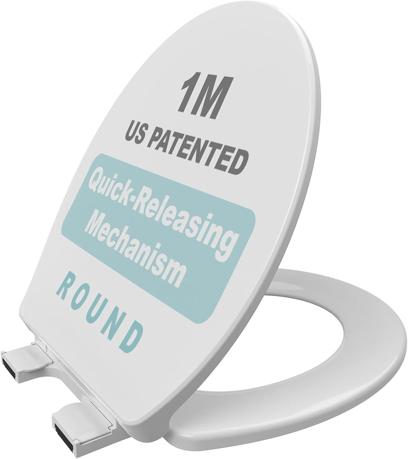 1M Soft Close Toilet Seat Round, Patented Quick Releasing for Easy Cleaning, Anti-Wiggling Design, Easy Installation (2PCS Pack)