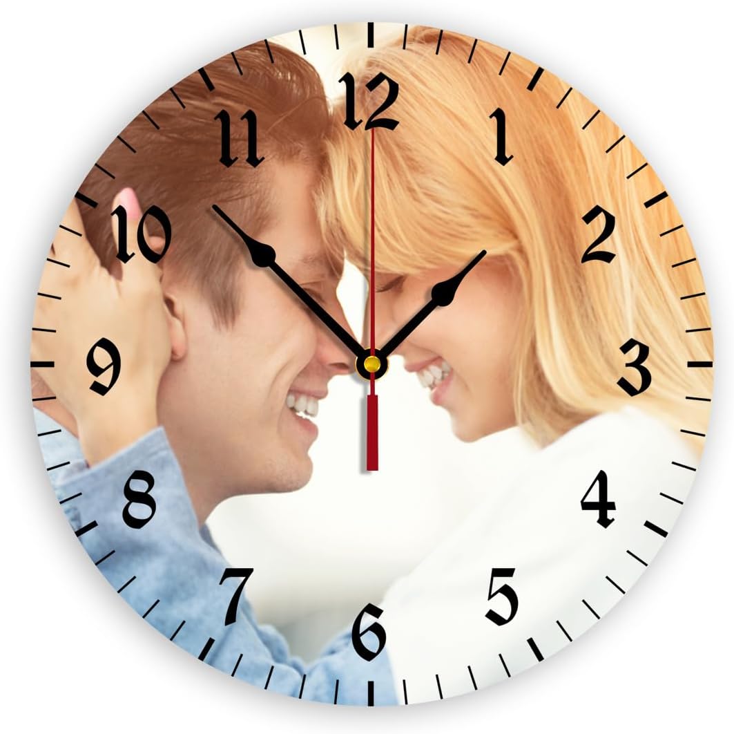 Generic Custom Clocks for Walls Personalized Clocks with Photo Text Logo Customize Gifts for Kitchen Bathroom Home Family Friends Gifts, 12inch-30cm