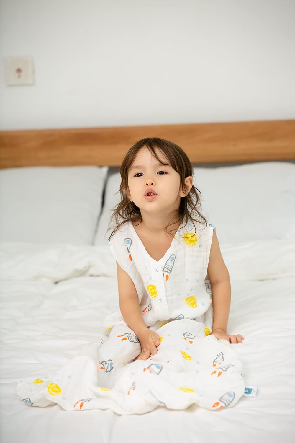 Toddler Sleep Sack for 2-4T Baby, Organic Cotton Wearable Blanket for Boys and Girls 0.5 TOG 2-Way Zipper Sleeping Sacks Soft 4 Layers X-Large Rocket