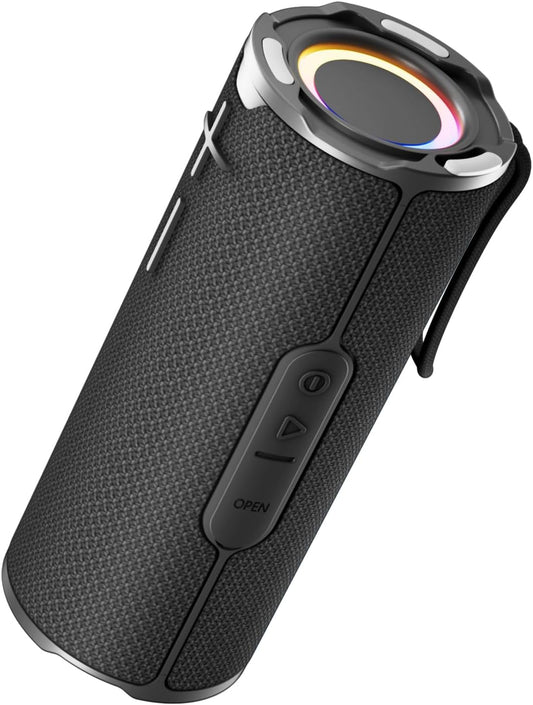 COOPERS Portable Bluetooth Speaker, Wireless Bluetooth Speaker, IPX5 Waterproof Speakers with RGB Lights, Loud Stereo Sound Deep Bass, Long Playtime TWS Pairing for Home/Party/Outdoor Beach