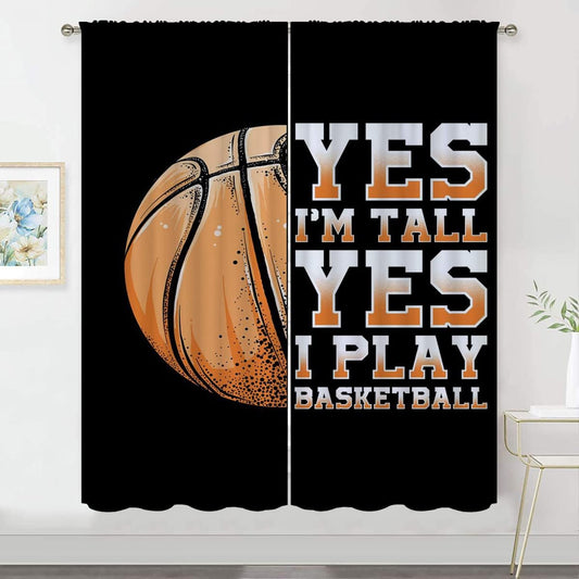 Basketball Blackout Curtains for Boy Girl Room Darkening Decor,Sport Theme Motto Dark Background Bedroom Living Room Home Rod Pocket Thermal Insulated Window Curtain/Drapes Panel,72x63 Inch…