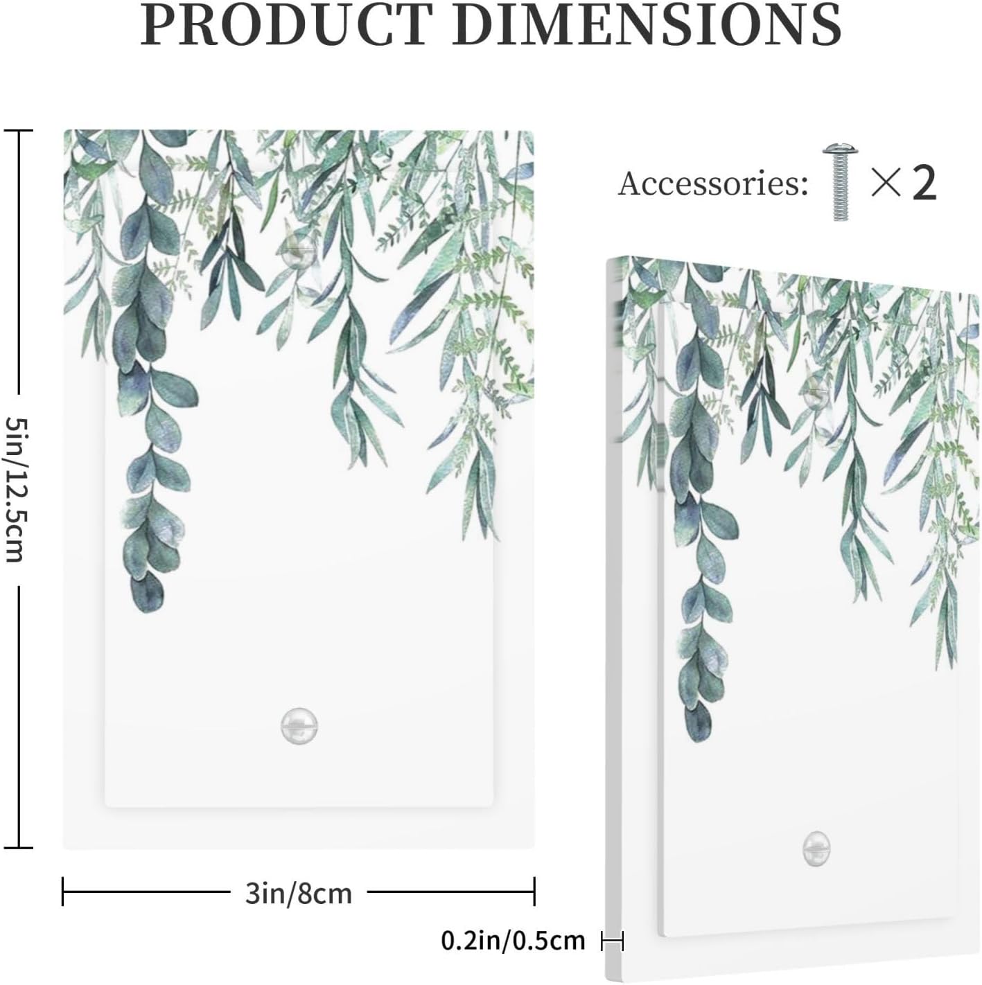 Eucalyptus Leaves Greenery Vine Flowers Simplicity Light Switch Cover Plate 1 Gang No Device Blank Electrical Wall Plates Faceplate Decorative Switch Plate for Bed Room Living Room Decor
