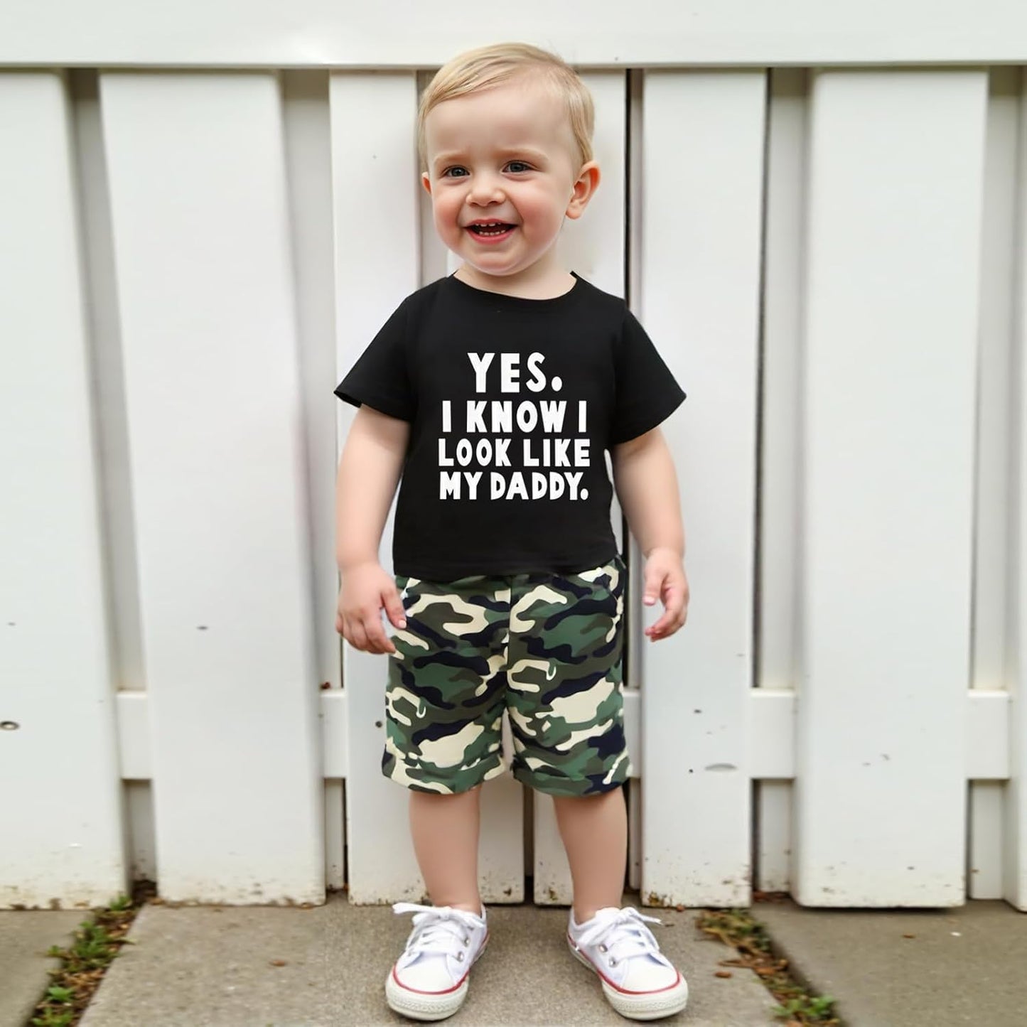wdehow Toddler Kids Baby Boy Summer Clothes Sets 1T 2T 3T 4T 5T Letter Print Short Sleeve Tops Camouflage Shorts Outfits