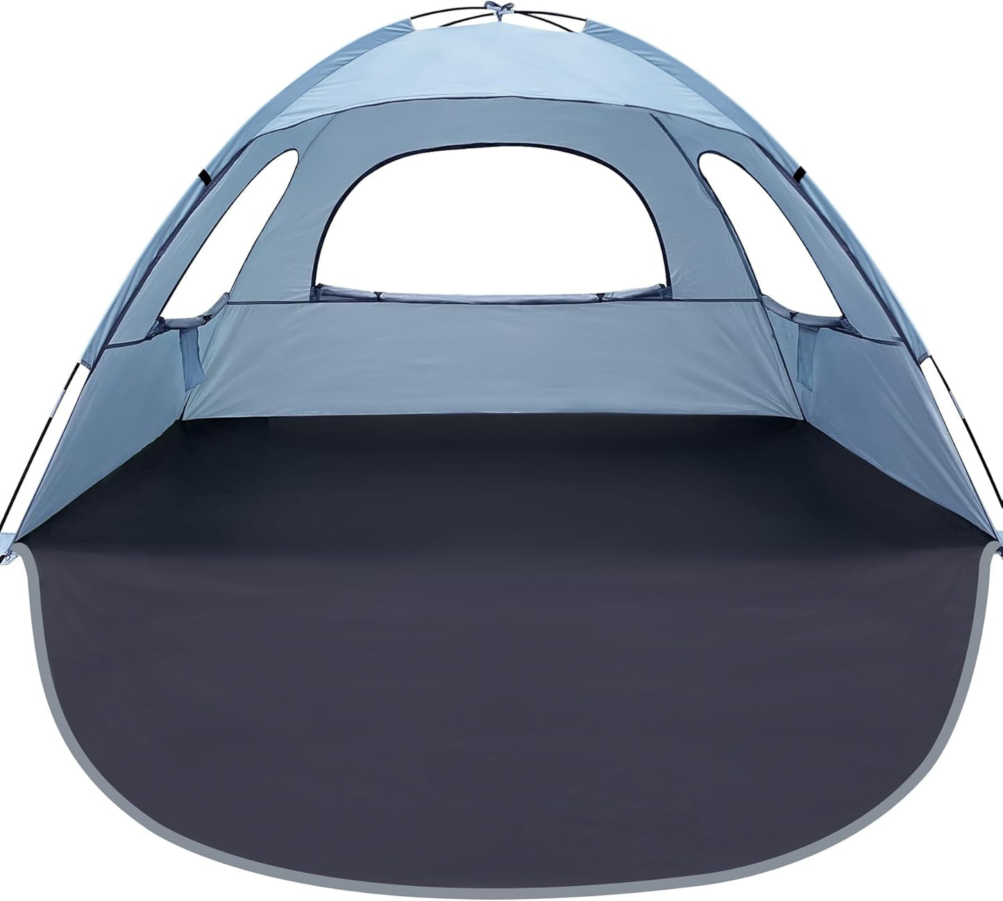 WhiteFang Beach Tent Anti-UV Portable Sun Shade Shelter for 3/4/6/8 Person, Extendable Floor with 3 Ventilating Mesh Windows Plus Carrying Bag, Stakes and Guy Lines