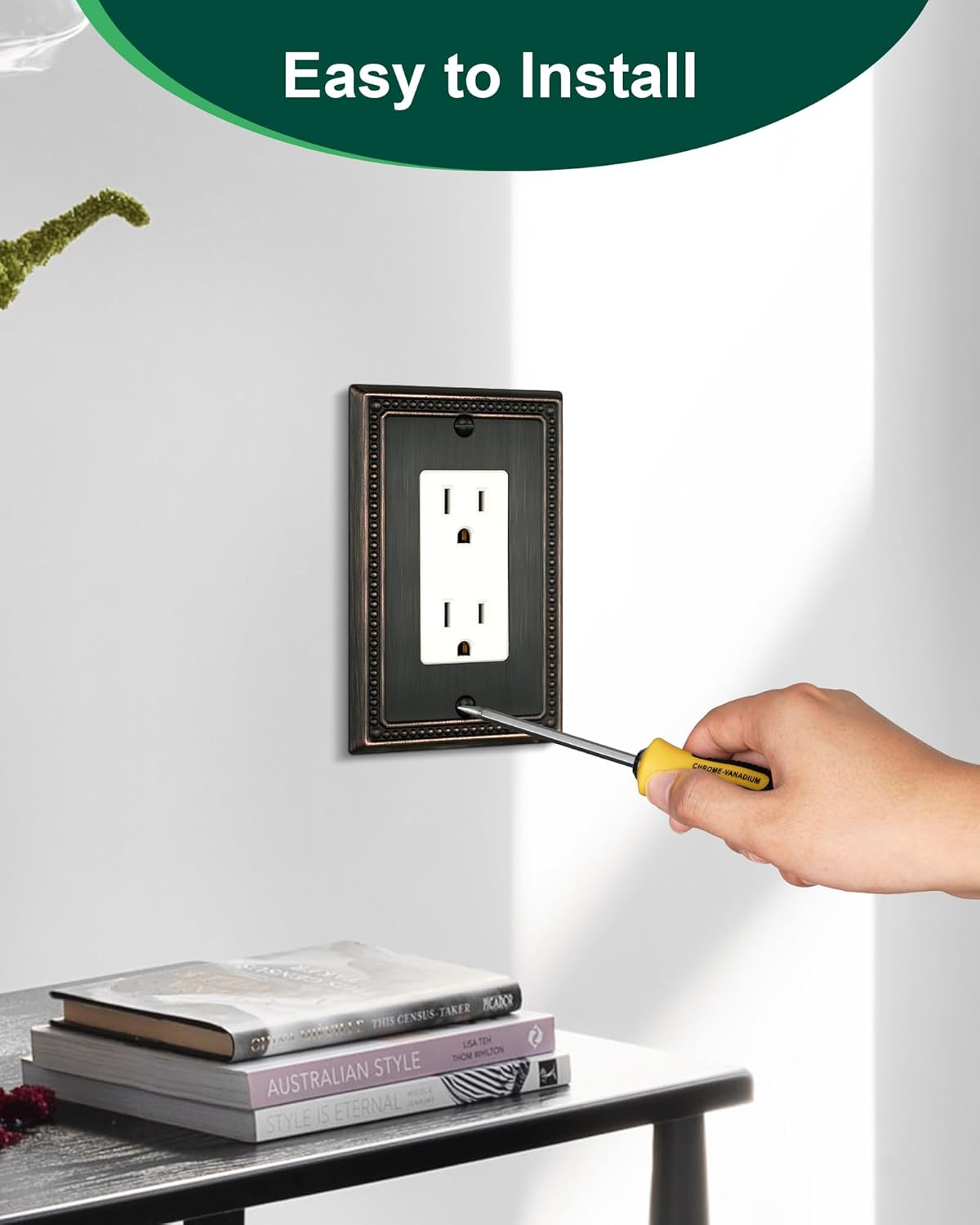 6-Pack Decorator Outlet Cover Plate, Decorative Switch Plates and Outlet Covers, Aged Bronze Metal Wall Plates for Electrical Outlets, Receptacle, GFCI Outlet, Dimmer Switch