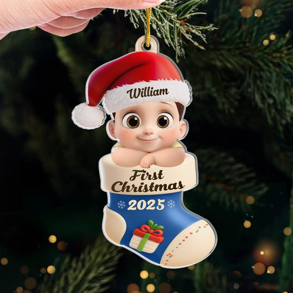 Pawfect House Custom Acrylic Ornament, Personalized Christmas Baby Shower, Gender Reveal Gifts for New Moms, New Dads, New Parents, Too Cute to Be Pine, Baby's First Christmas Ornament 2025