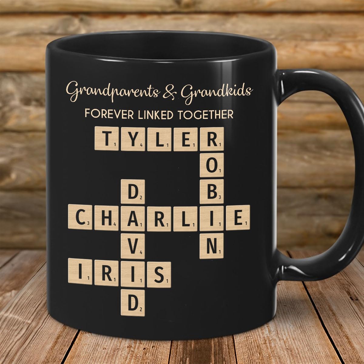 Trending Custom Grandparents & Grandkids Forever Linked Together Crossword Puzzle Personalized Mug, Gift For Large Family, Parent, Grandparents, Siblings, Brothers, Sisters on Birthday Christmas