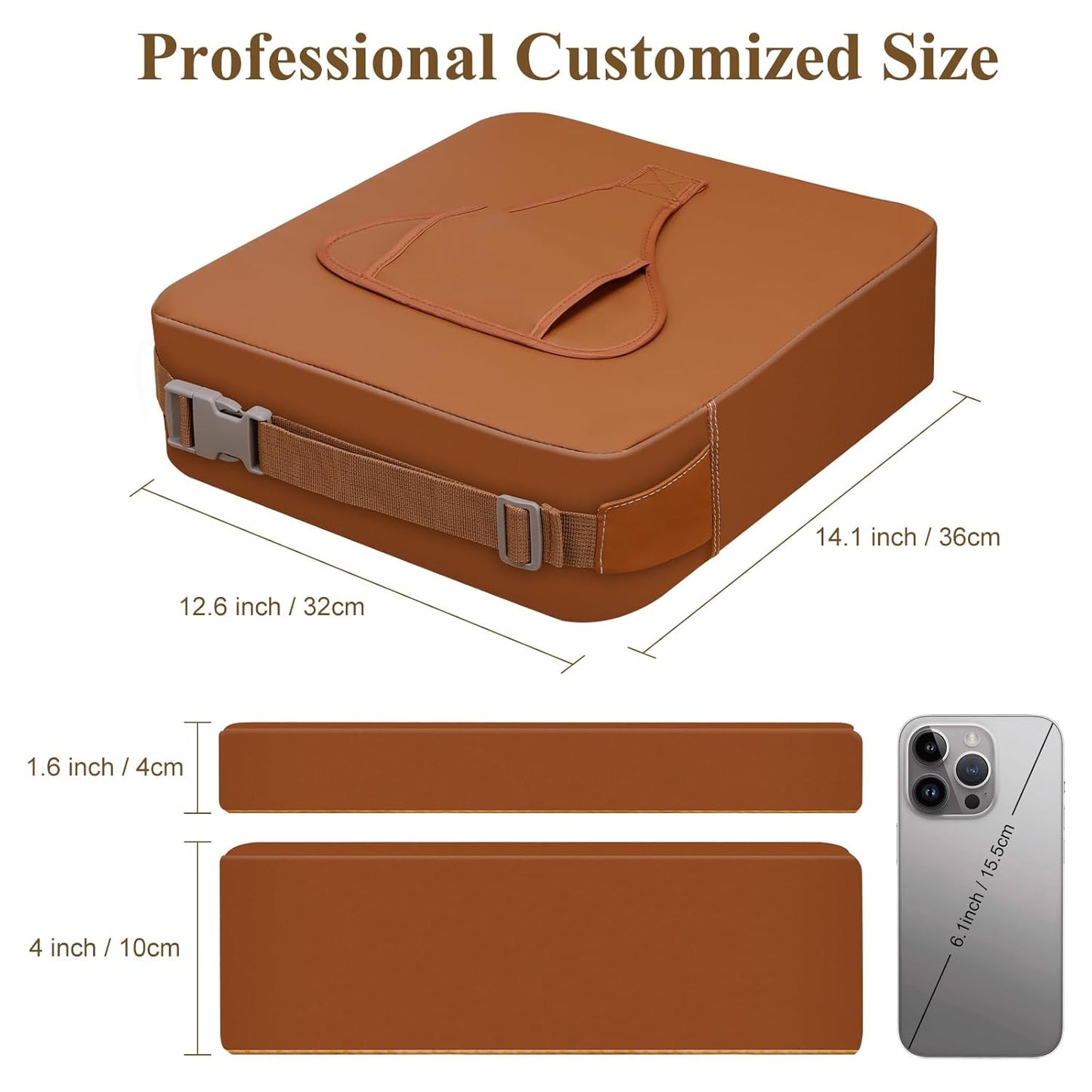 Toddler Booster Seat for Dining Table, Non-Slip Kitchen Chair Booster Seat with Backrest and Adjustable Straps, Portable PU Waterproof Travel Baby Booster Increasing Cushion