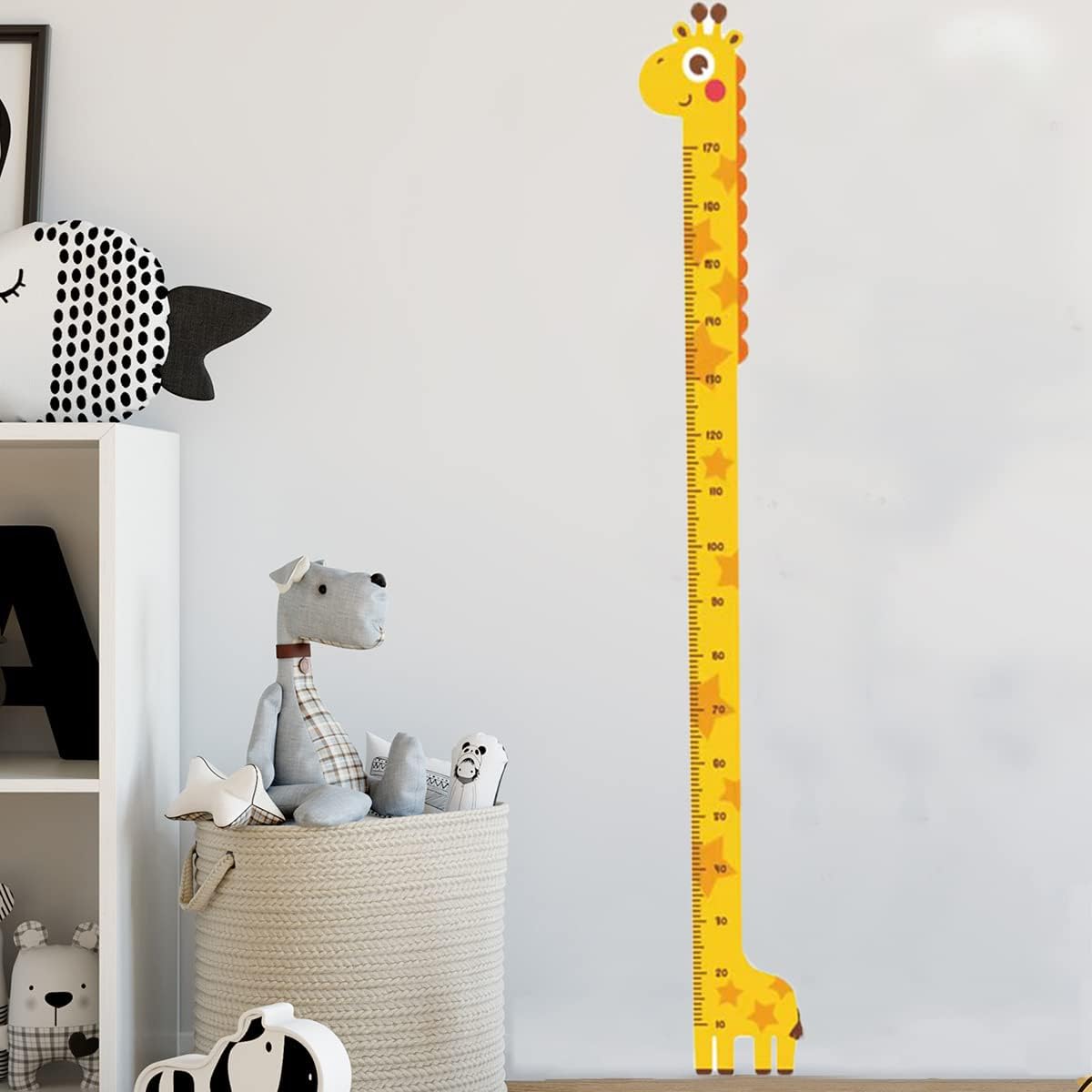 Giraffe Yellow Cute Vinyl Wall Decal Removable Growth Chart Sticker Hieght Measure Wallpaper for Kids Room Bedroom