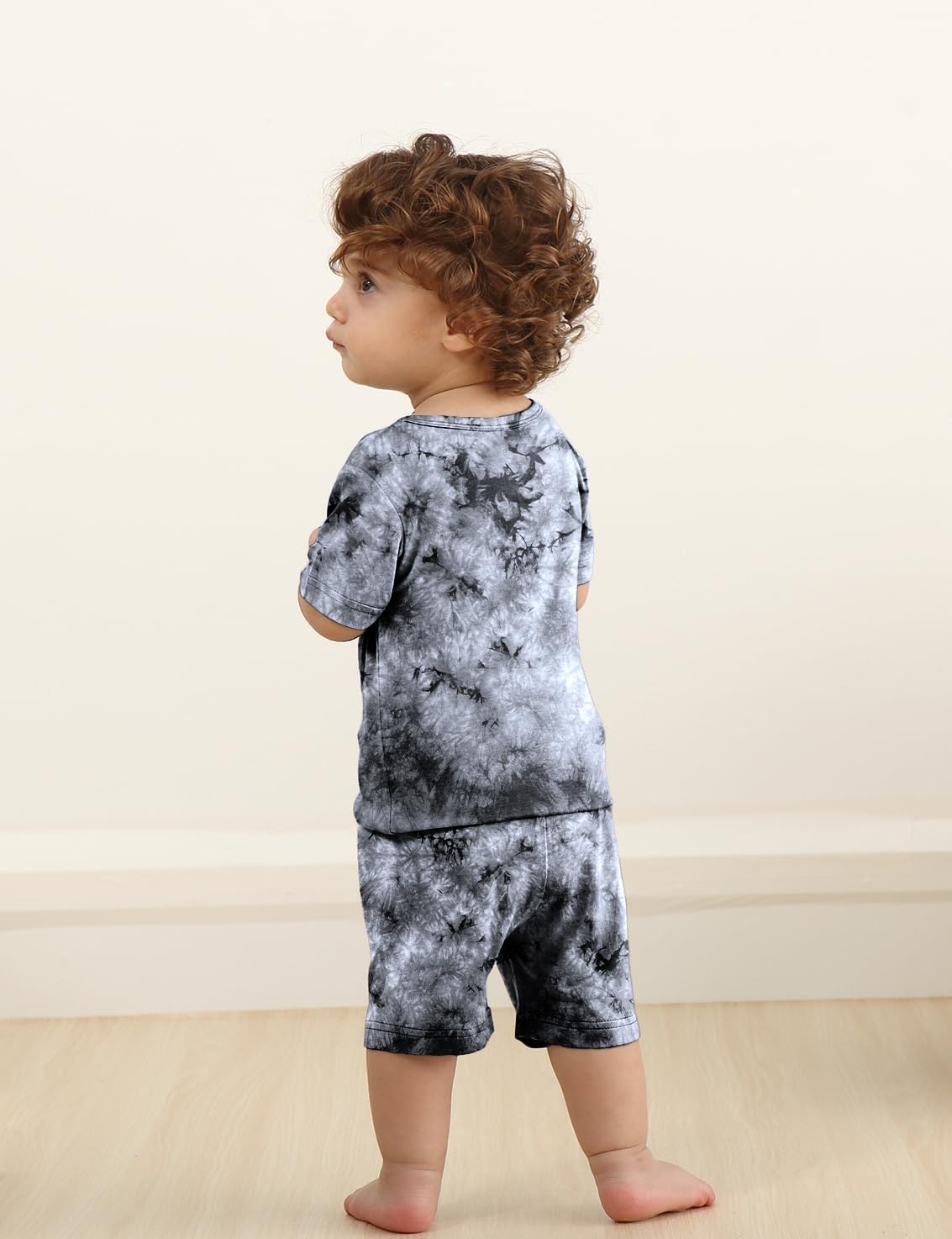 Jimonda Baby/Toddler Soft Sleepwear Short sleeve Kids Cool Pajama Outdoor 2-Piece Shirt&Shorts Casual sets Tie Dye PJ