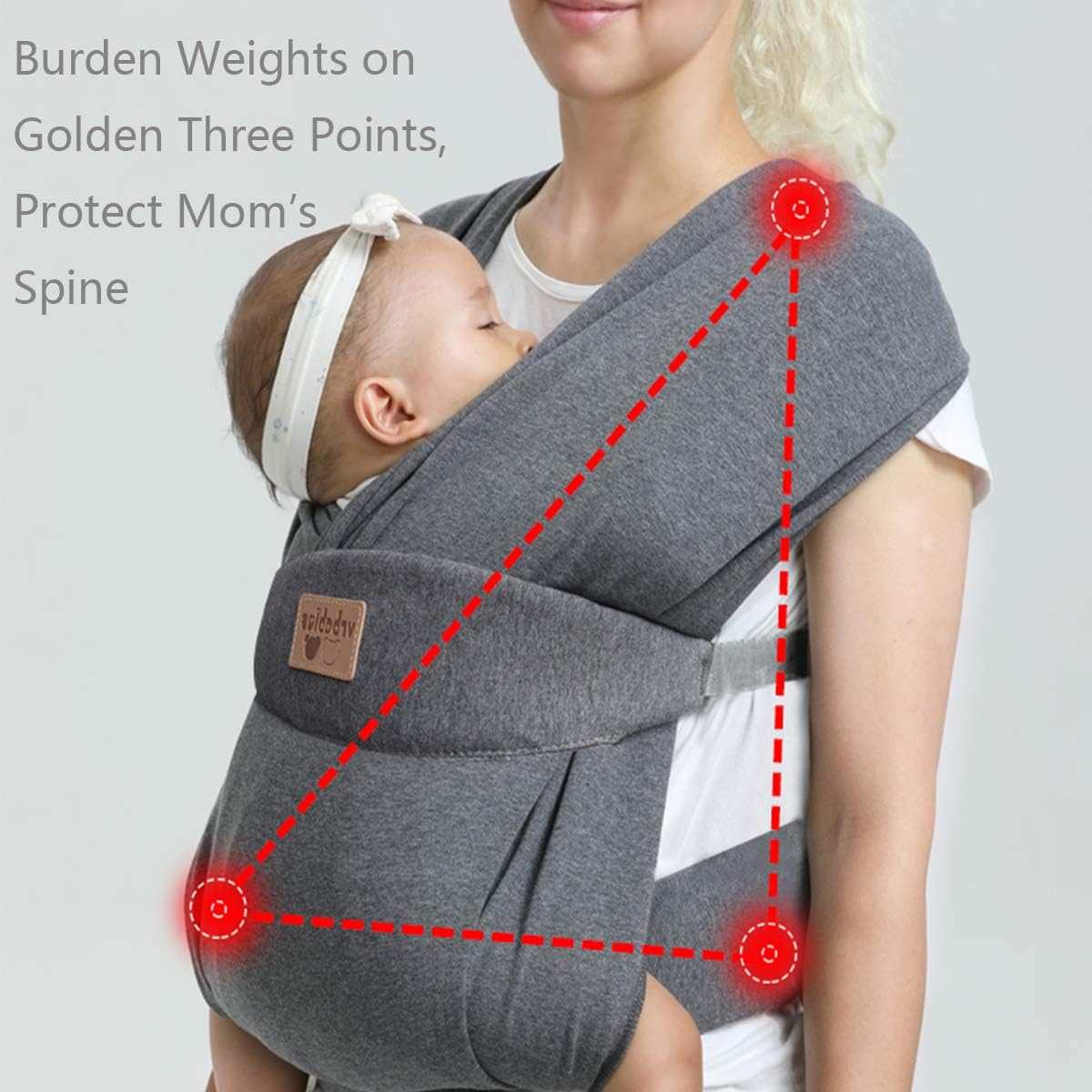 Baby Wraps Carrier Sling, Baby Carrier for Newborns and Toddlers,Skin-Friendly and Soft Front Baby Carrier Wrap Perfect Baby Gifts (Grey, Cotton)