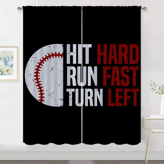 Baseball Blackout Curtains for Boy Girl Room Darkening Decor,Sport Theme Red and White Motto Dark Bedroom Living Room Home Rod Pocket Thermal Insulated Window Curtain/Drapes Panel,84x84 Inch…