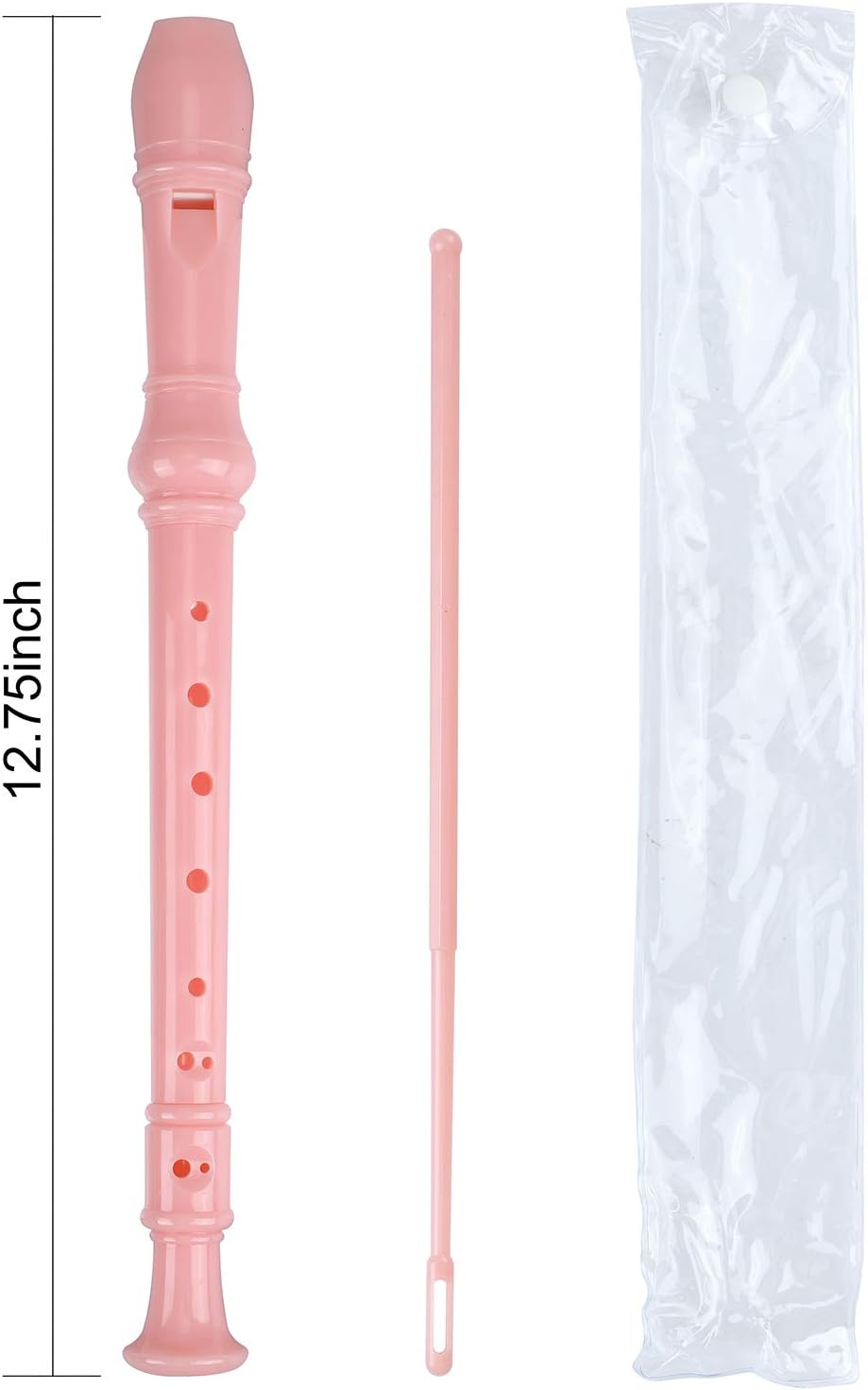 Soprano Recorder Descant Flauta Recorder 8 Hole ABS Clarinet German Style Treble flute C Key for Kids Children With Fingering Chart Instructions with Cleaning Rod Bag pink