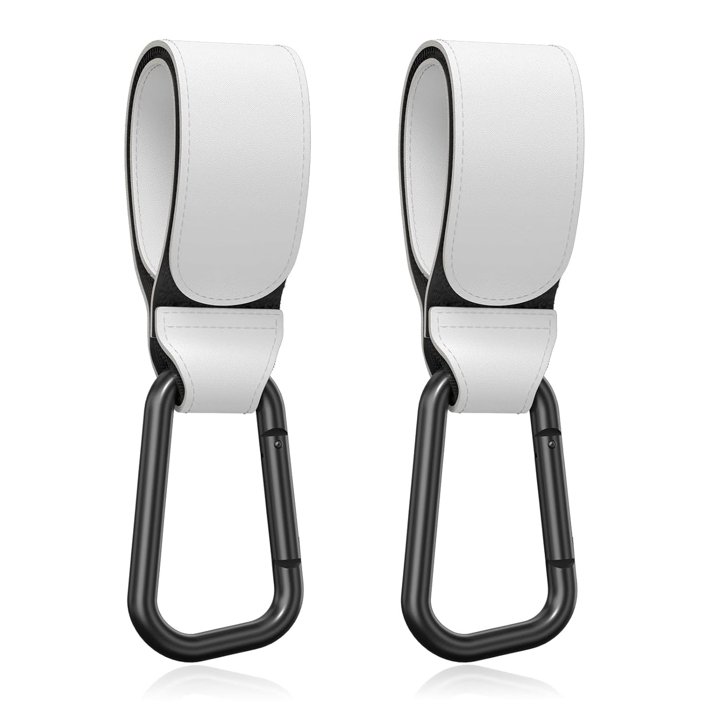 Baby Stroller Hooks for Hanging Bags, Universal Stroller Clips Accessories, Mommy Hook for Diaper Bag, Shopping Cart, Purse, Backpack - 2 Pack, White