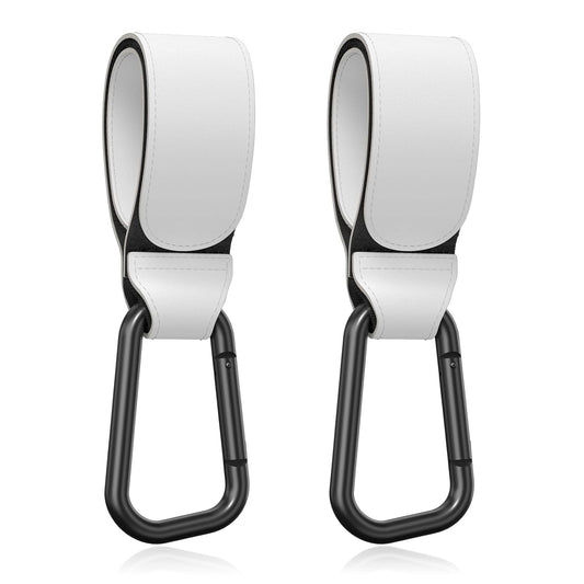 Baby Stroller Hooks for Hanging Bags, Universal Stroller Clips Accessories, Mommy Hook for Diaper Bag, Shopping Cart, Purse, Backpack - 2 Pack, White