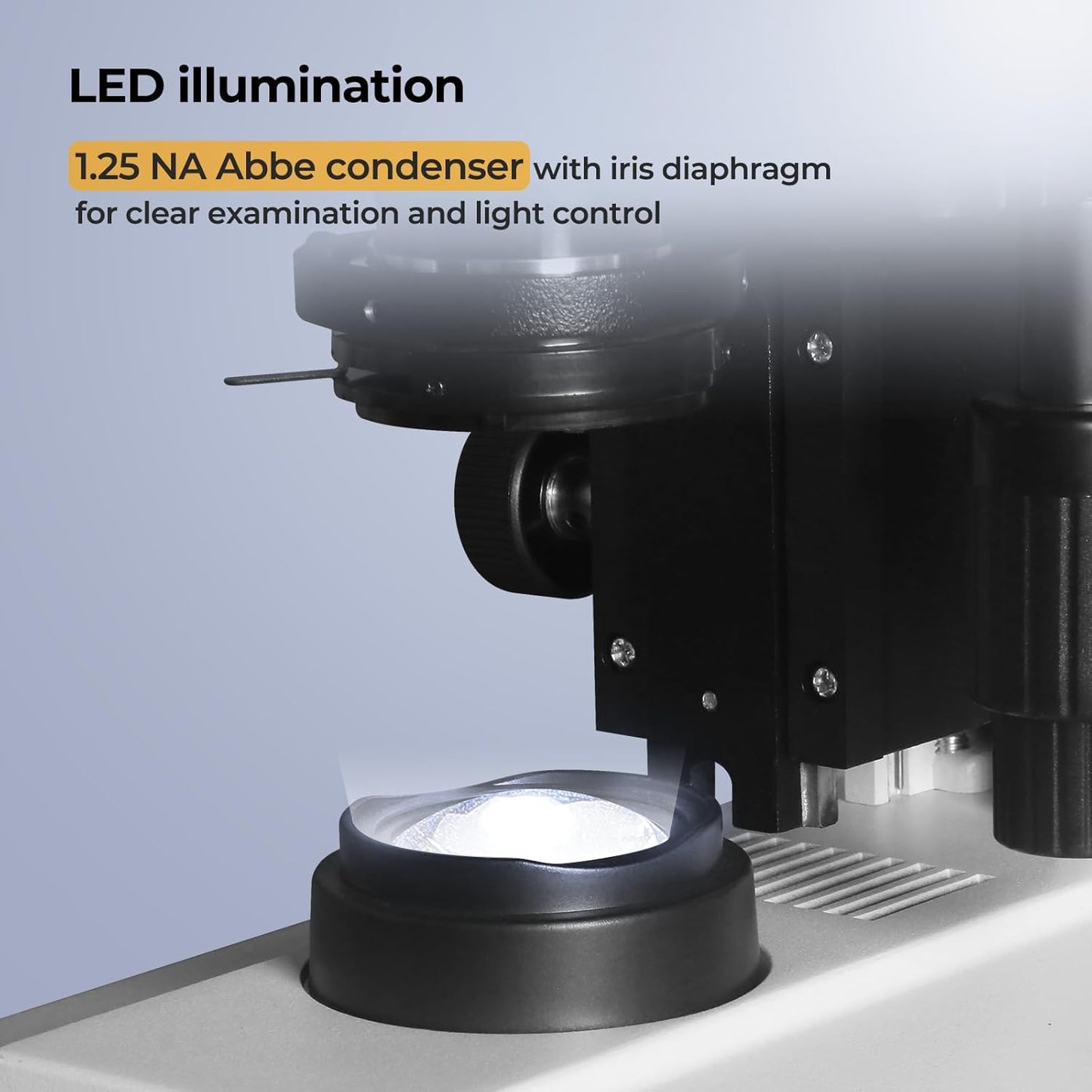 [Darkfield Microorganism Model] Vabiooth Lab Darkfield & Brightfield Trinocular Compound Microscope 40X-2500X Magnification with 7" Monitor 5MP E-Eyepiece, Adjustable Mechanical Stage, LED Source
